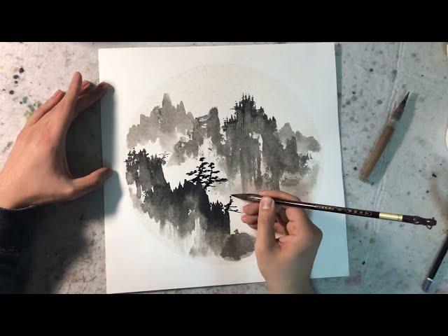 Chinese landscape ink painting