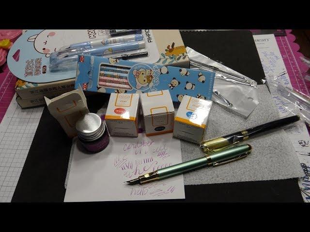 HUGE AliExpress Fountain Pens, Kawaii Stationery, and Cheap Ink Haul & Review! (Hero 7031)