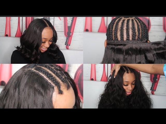 FLATTEST LEAVE OUT Sew-In Ever! How To Blend Short Leave out ft Curls Queen Hair