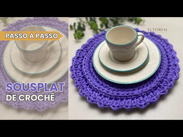 Sousplat with knitted yarn / How to make a crochet placemat with residual yarn