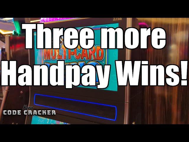 Multi-Card Keno -- Three More Handpay Wins!