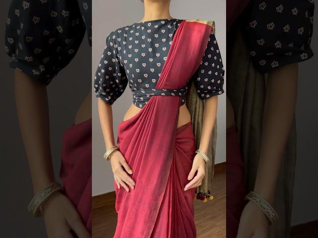 Rakshandhan Saree Draping #grwm #indianattire #ootdfashion #sareedrape #blousedesign