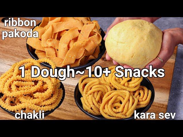 10+ Easy Diwali Snacks with 1 Snack dough | Multipurpose Snack dough for multiple deepavali snacks