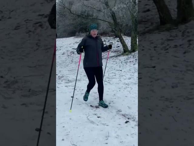 First winter trail run with poles! #slowmotion #trailrunning #shorts #wintercollection