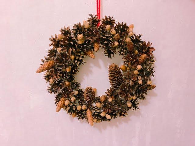 DIY Рождественский венок из шишек своими руками. Как сделать новогодний венок. Основа для венка.