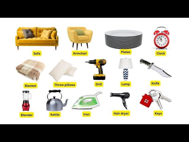 Learn English Household Vocabulary With Pictures - Learn 200 Household Tools Names in English