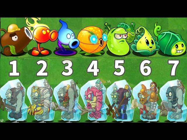 PvZ 2 Challenge - Every OLD Plants vs 7 Frozen Gargantuar Zombies - Who Will Win?