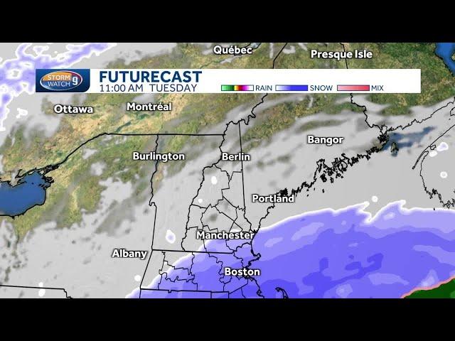 New Hampshire hourly weather: Snow for southern areas Tuesday