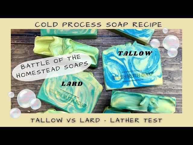 Recipe - Tallow vs Lard - Lather Test + How to Figure Out Soap Mold Volume | Ellen Ruth Soap