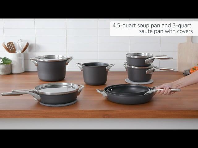 Calphalon 15 Piece Cookware | Nonstick Premier Space Saving Pots and Pans Set