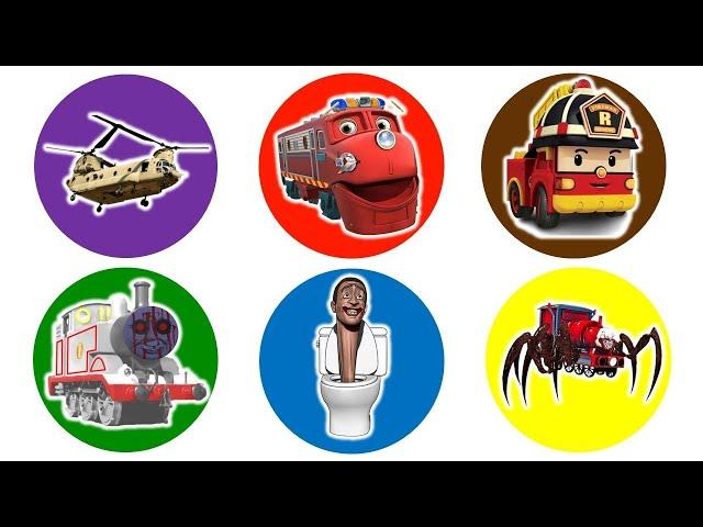 Spin Wheel Helicopter Chinook, Wilson Chuggington, Damkar, Timothy, Skibidi Toilet,Choo Choo Charles