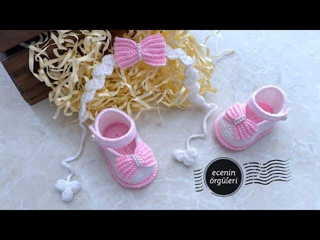 Crochet Bow Easy Baby Shoes / for 3-6 months