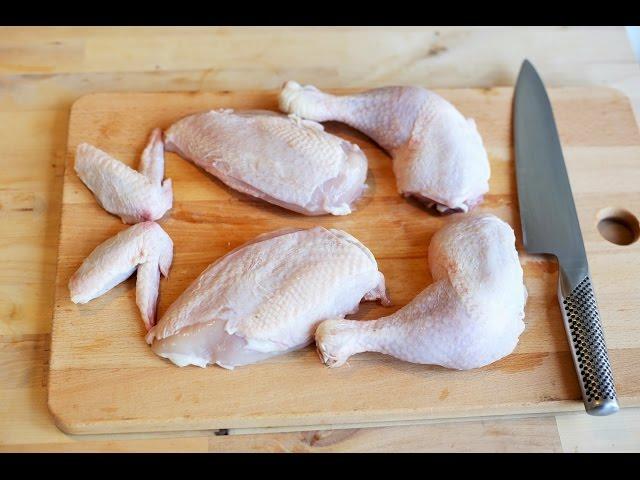 How to cut a chicken in pieces and use the bones to make a chicken stock