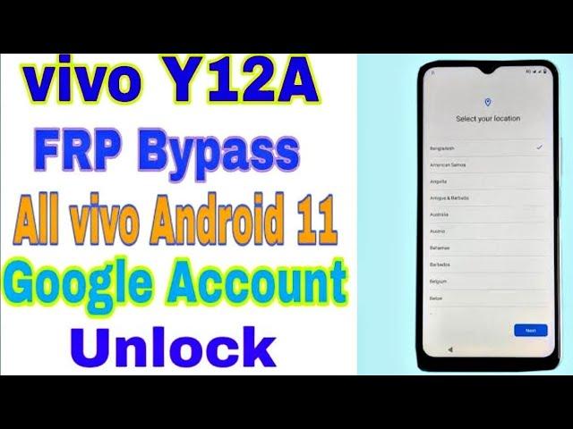 Vivo Y12A Frp Bypass Android 11,12 Without pc/Vivo y12 Gmail account unlock