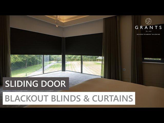 Electric Curtains and Blackout Blinds in Sliding Door Corner