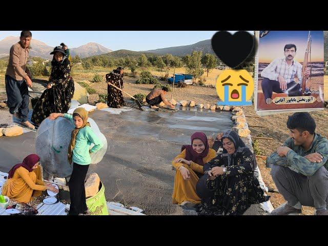 Sadness over the death of Noorbakhsh from the Dovar Canal Cementing the roof by a nomadic family