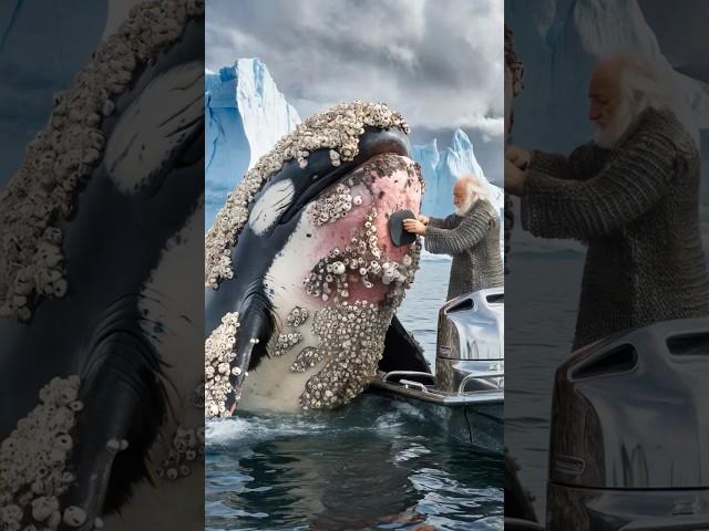 An old sea wolf saves a killer whale from barnacles and lice #sealife #whale #killerwhale