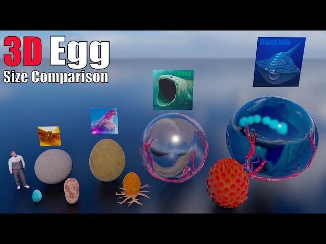 100 Animal, Dinosaur and Sea Monster Eggs 3D Size Comparison