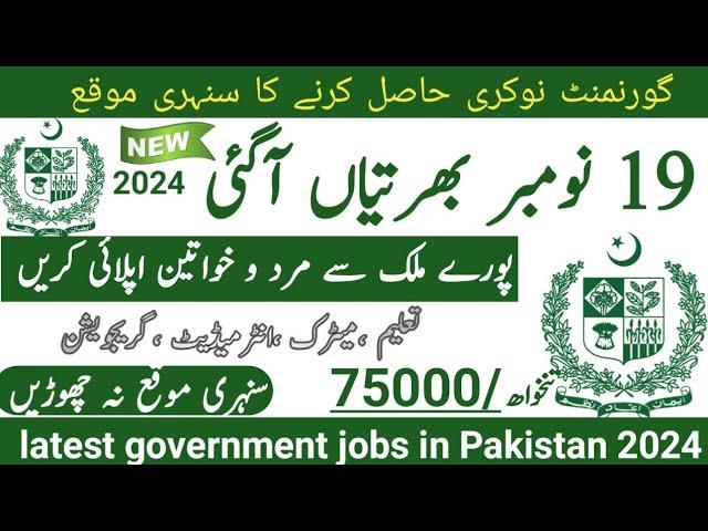 Latest government November jobs 2024 ۔ New jobs 2024 in pakistan۔Latest jobs in Pakistan 2024 today