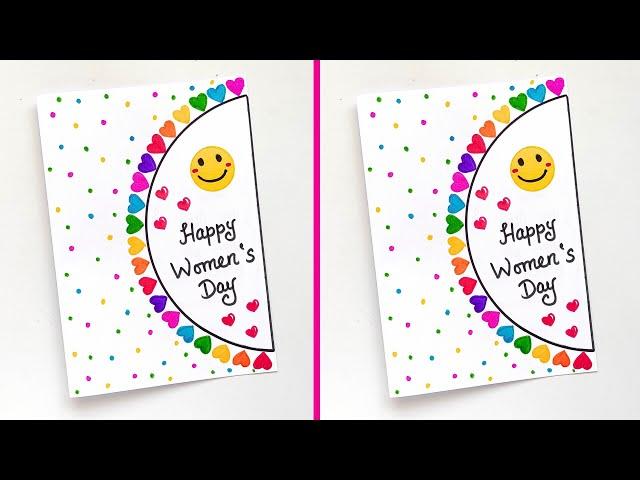 Easy & Simple Women's Day Card Ideas |️ Women's Day Greeting Card ️ | White Page Women's Day card