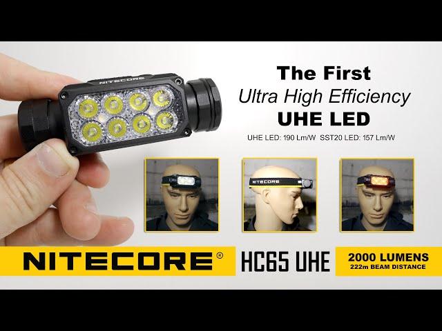 NITECORE HC65 UHE - High efficiency headlamp - 2000 lumens - CRI90 AUX LEDs - Type-C rechargeable