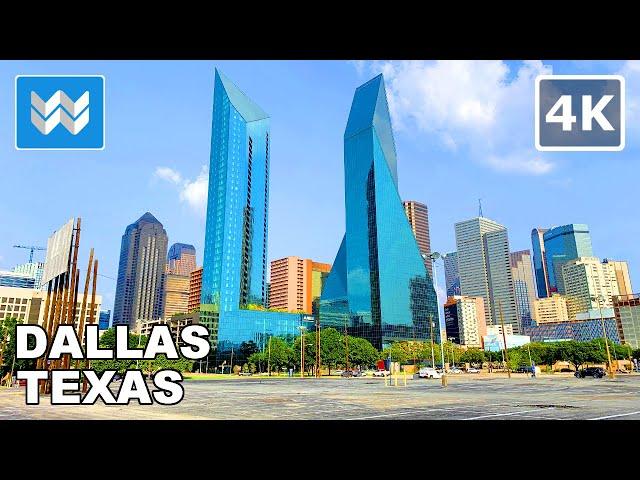 [4K] Downtown Dallas, Texas USA - Virtual Walking Tour & Travel Guide  Binaural City Sounds