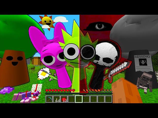 EVIL and GOOD Incredibox Sprunki are HUNTING ME! I'm surviving in a HAUNTED HOUSE in Minecraft!