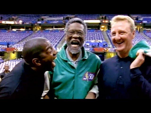 Magic Johnson, Bill Russell, and Larry Bird Share A Funny Moment Together 