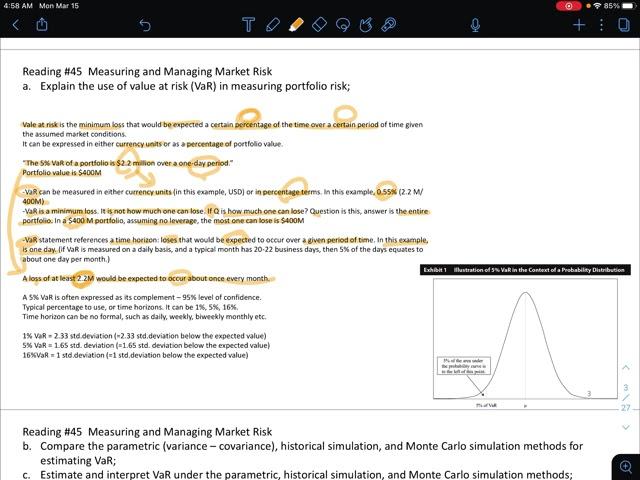 [한국어] CFA level 2: [PFM #17] VaR (Value at Risk)