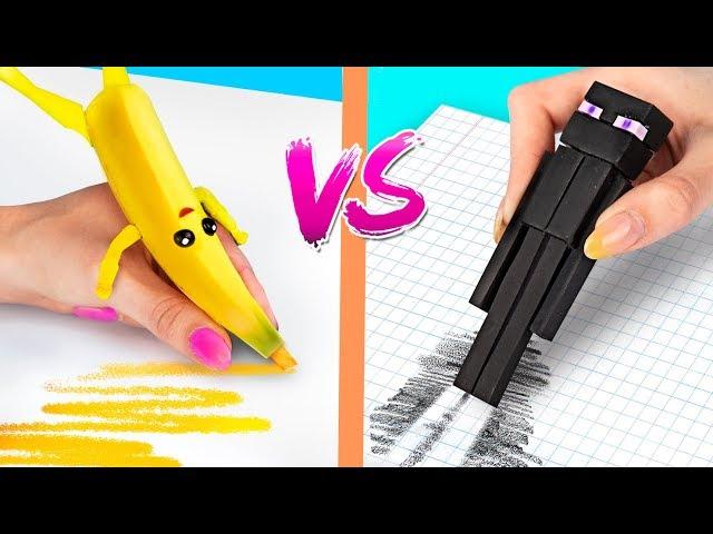 10 DIY Fortnite School Supplies vs Minecraft School Supplies Challenge!