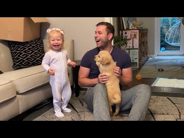 Adorable Baby Meets New Golden Retriever Puppy For The First Time! (CUTEST EVER!!)