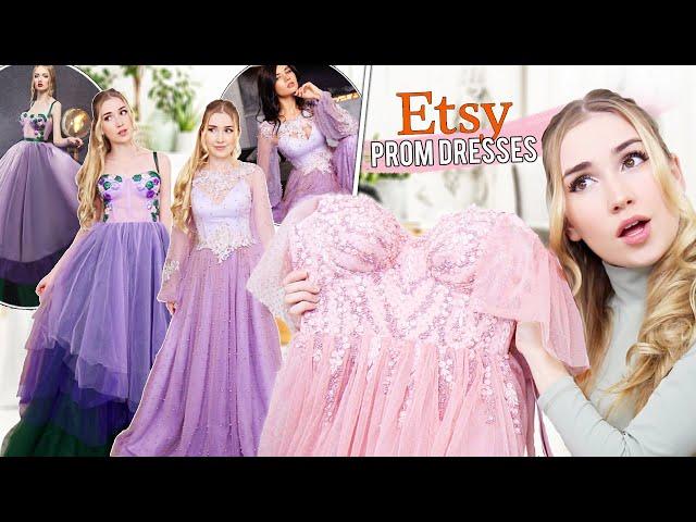 TRYING ON ETSY PROM DRESSES !! * most beautiful dresses ever *