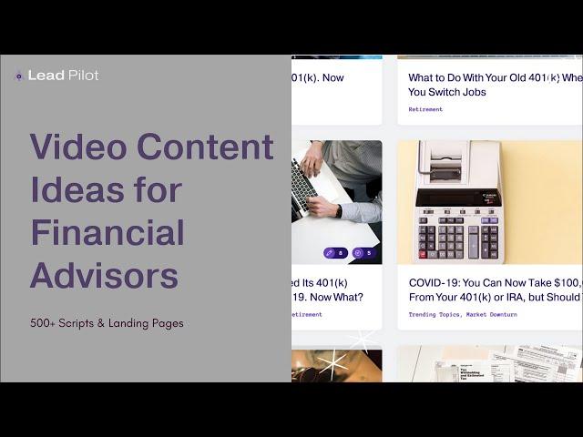 EASY Video Content Ideas for Financial Advisors