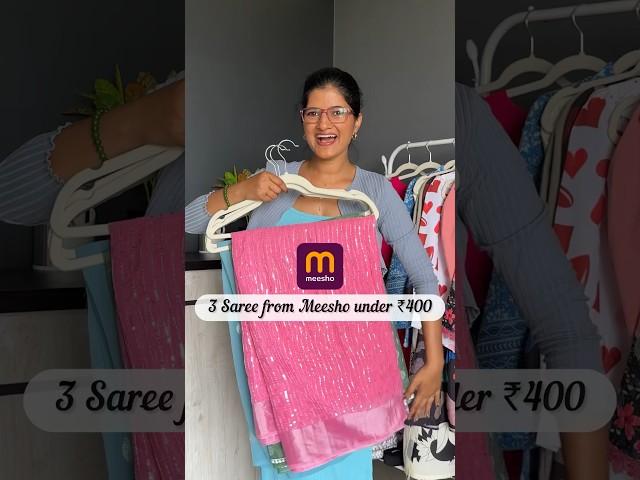 3 meesho saree under 400 #shorts #meeshosaree #meesho  #meeshosareehaul #sareehaul