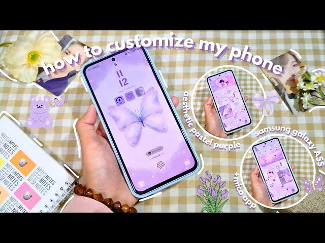 how to customize my phone (Samsung)  | step-by-step + mico app, aesthetic pastel purple theme🪻