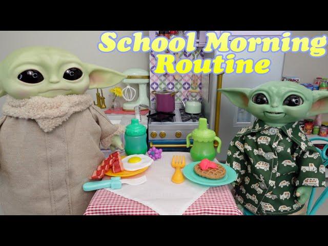 Baby Yoda's School Morning Routine and packing backpack and lunch box