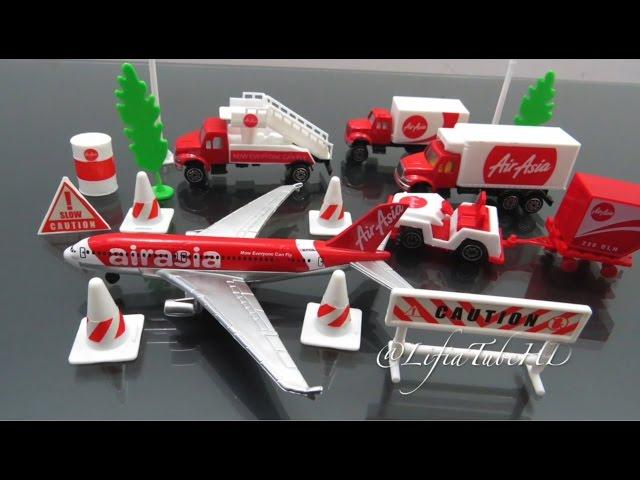 Mainan anak Airport Playset Toy - Airfield Series AirAsia Plane  Review @LifiaTubeHD