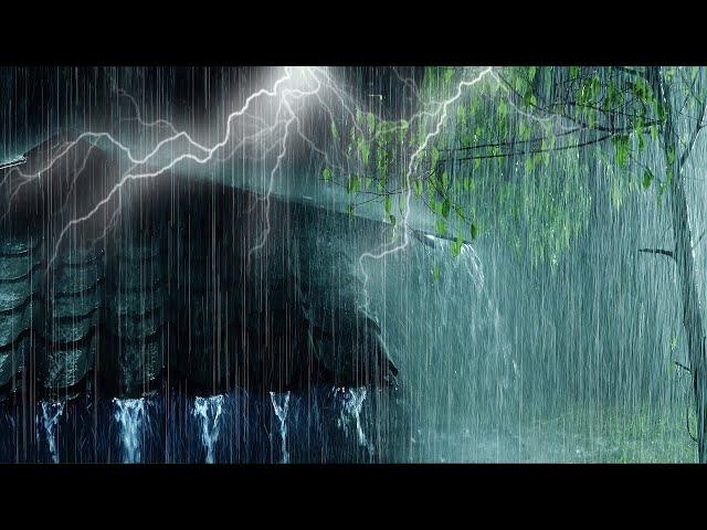  Powerful Thunderstorm at Night | Terrible Rainstorm & Very Intense Thunder Sounds on Tin Tent Roof