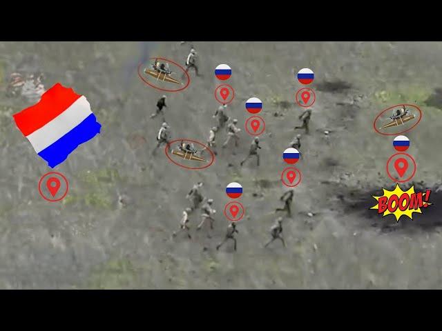 Horrifying Moment Ukrainian FPV Drone Attacks Russian Soldiers While Fleeing from Trench