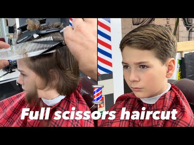 Learn full haircut with scissors (tutorial)#learning #tutorial #barbershop #baby #school#childrens