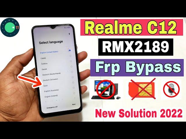 Realme C12 FRP Bypass | New Solution 2022 | Realme C12 Google Account Bypass | Fix No Voice Typing |