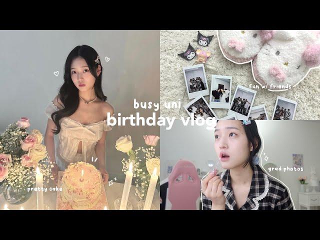 busy birthday vlog: hosting a party, gift unboxings, grad photos, fancy dinners, fun w/ friends