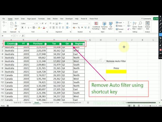 Remove filter easily | MS Excel Tips & Tricks Tutorial