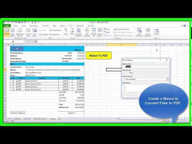 VBA button excel to pdf.