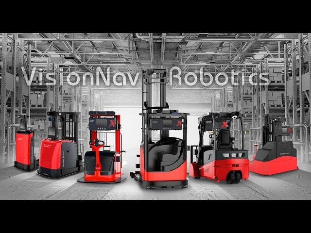 VisionNav Robotics Driverless Autonomous Forklift Truck (AGV/AMR) for Internal Logistics.