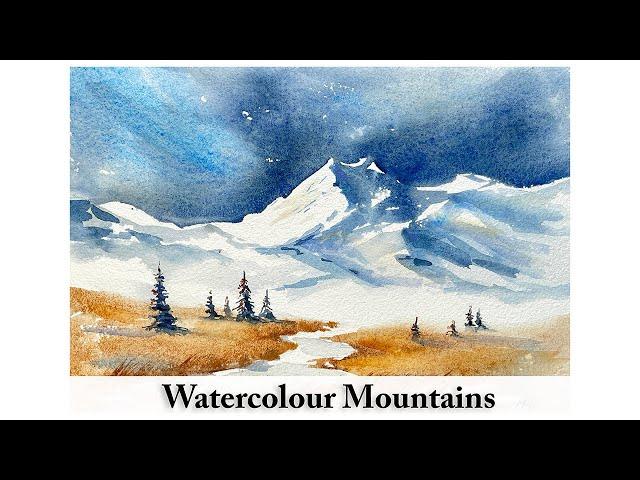 Painting a Snow Mountains in Watercolour | Alpine Landscape | Loose Expressive Watercolour Demo