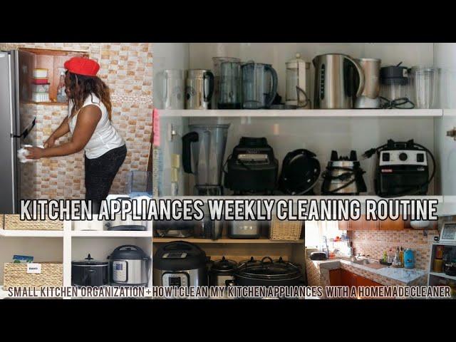 KITCHEN APPLIANCES WEEKLY CLEANING ROUTINE::SMALL KITCHEN ORGANIZATION+DIY KITCHEN APPLIANCE CLEANER