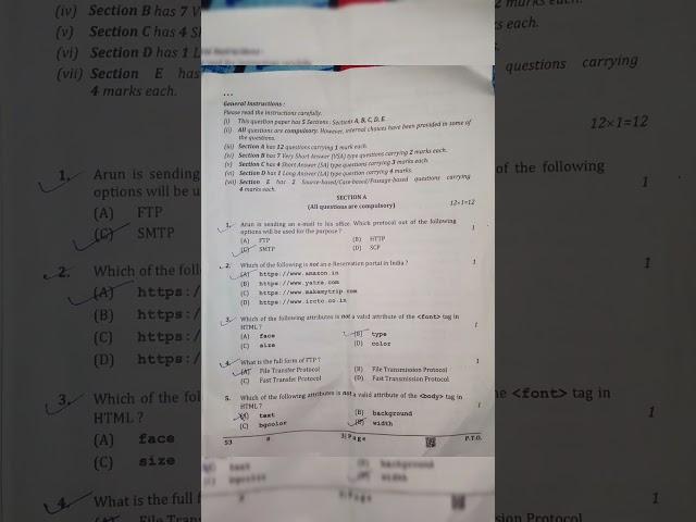 Class 10th Computer Applications Q.P. Code 53 SET 4 ANSWER KEY CBSE BOARD #class10 #computer