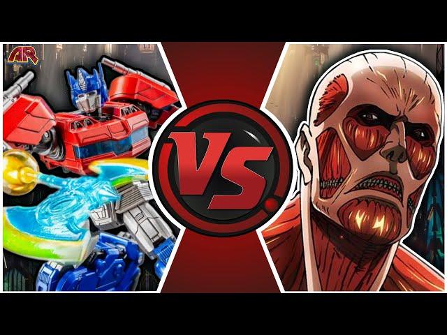 Optimus Prime vs Colossal Titan: (Transformers vs Attack on Titan) | CARTOON FIGHT CLUB