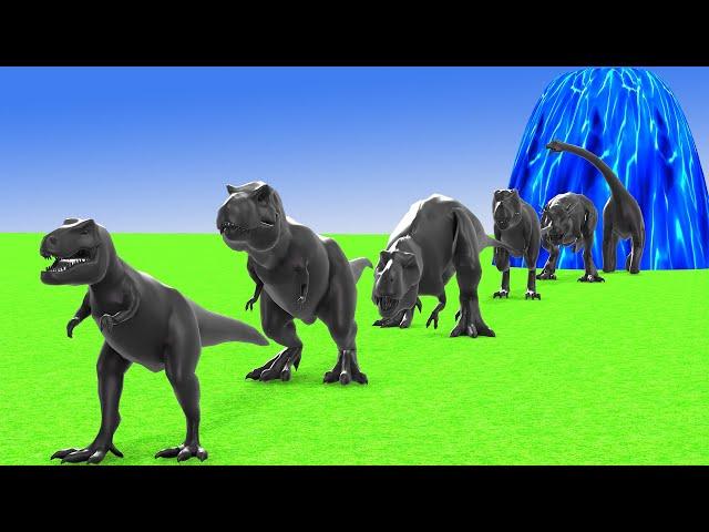 Paint Animals Dinosaur T-Rex Herbivores and Carnivores Dinosaurs Fountain Crossing Animal Cartoon